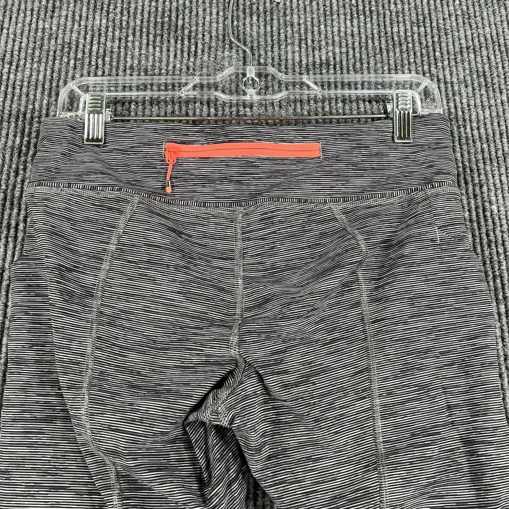 Lululemon Pants Womens 8 Gray Black Orange Speed Tight Leggings Striped Athletic - Picture 12 of 16